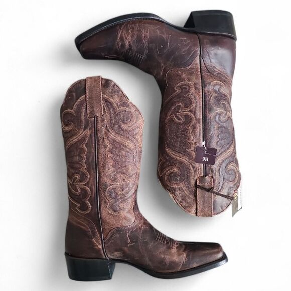 J.B. Dillon Other - J.B. Dillon NWT Goat Leather Western Cowboy Rodeo Boots Sz 9B Distressed Brown